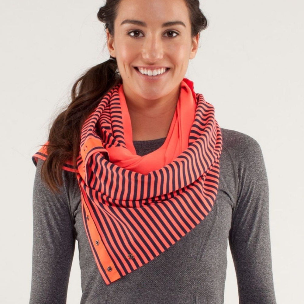 Orange and navy vinyasa scarf.